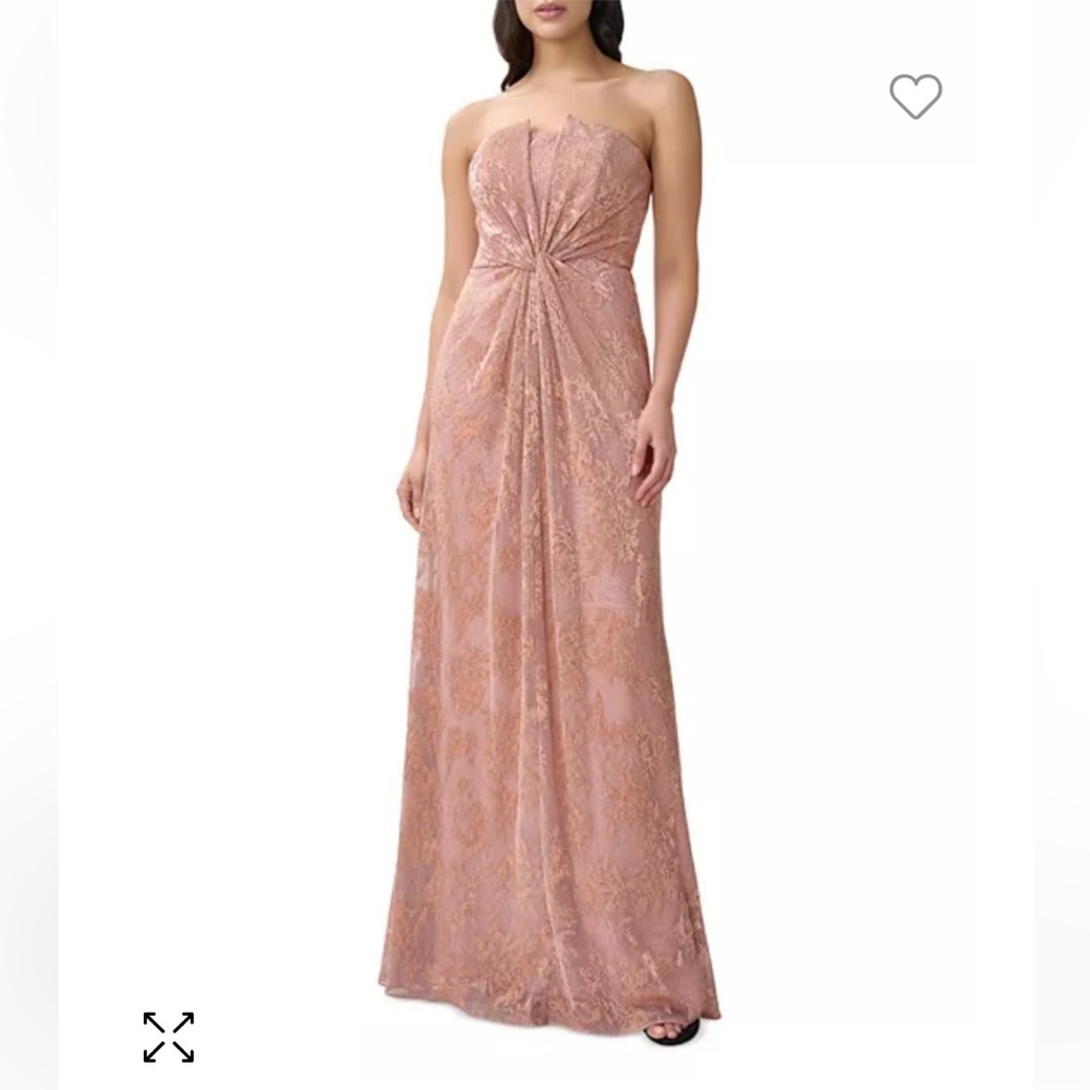 Aidan Mattox Strapless Twist Front Metallic Gown